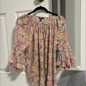 Chaps Women's Floral Blouse - Pink and Yellow